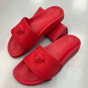 Women Red Versace Slides 9.5
